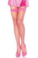 Fence Net Thigh Highs Neon Pink - Onesize