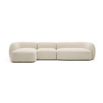 Kreminės spalvos iš šenilinio audinio kampinė sofa (su kairiuoju kampu/su gultu) Martina – Kave Home