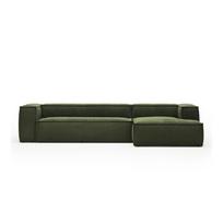 Žalios spalvos iš kordinio velveto kampinė sofa (su dešiniuoju kampu/su gultu) Blok – Kave Home