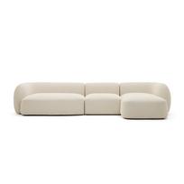 Kreminės spalvos iš šenilinio audinio kampinė sofa (su dešiniuoju kampu/su gultu) Martina – Kave Home