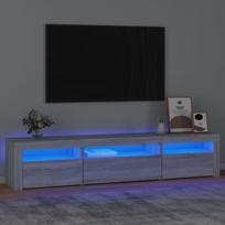 Televizoriaus spintelė su led, pilka ąžuolo, 195 x 35 x 40 cm