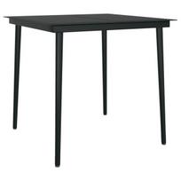Sodo valgomojo stalas，Lauko stalas, juodas, 80x80x74cm, plienas ir stiklas CFE859596