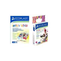Pleistrai vaikams Ecoplast Pirate, 10 vnt, + Ecoplast Fantasy Tattoo, 10 vnt.