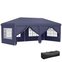 Sulankstomas paviljonas 6 x 3 m, nuimamos šoninės sienelės, plieninis rėmas, mėlynas