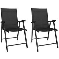 Sodo kėdžių komplektas sulankstomas su porankiais 2 vnt. juodų