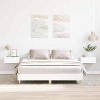 dvivietė lova，suaugusiųjų lova，Lovos rėmas be čiužinio, baltos, 150x200cm, apdirbta mediena CFE3624269