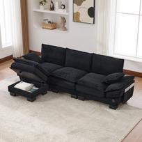 Modulinė 3-vietė sofa su pufu, USB-C, 260x132x84 cm, 1 vnt