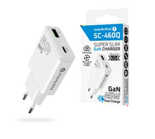 everActive GaN SUPER SLIM SC-460Q sieninis įkroviklis su USB QC3.0 ir USB-C PD 45W lizdu
