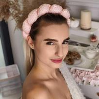 Eu Sandelis Rožinis plaukų lankelis su stora pyne O419R