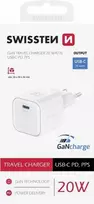 SWISSTEN GaN USB-C 20W maitinimo adapteris baltas
