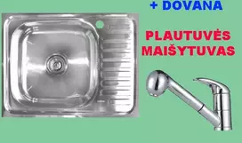 IŠPARDAVIMAS! Nerūdijančio plieno plautuvė 927 kairė/dešinė uždedama su sifonu DOVANA maišytuvas virtuvinis A2210