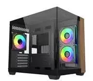 Cooler Master Elite 481 Wood, Tower-case - juodas/holz, Tempered Glass x 2