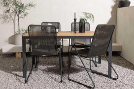 Lauko baldų komplektas Venture Design Valgomojo stalas ir kėdžių komplektas Break and Bois 90x150 cm juodas