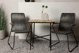 Lauko baldų komplektas Venture Design Kavinės stalo ir valgomojo kėdžių komplektas 74x70x55 cm Juodas plieno virvė
