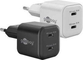 Įkroviklis Goobay Podwójna szybka kroviklis USB-C™ PD GaN Nano (35 W) balta - Wersja kolorystyczna balta