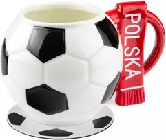 Sprintigo Didelis futbolo formos puodelis su 700 ml talpa ir silikonine padėkliuke, futbolo gerbėjams