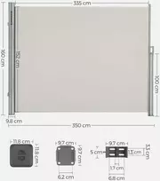 Songmics Šoninė markizė 160 x 350 cm
