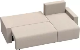 Aosom Kampinė Sofa L formos 3 vietų Sofa Lova 226x125x86 cm Smėlio spalvos Aksominis Apmušalas
