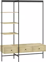 Aosom Drabužių stovas 135x48x180 cm ąžuolas metalinis rėmas