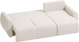 Aosom L formos sofa lova 3 vietų su apverčiama chaise 250x140x90 cm kreminės baltos spalvos veliūro apmušalas