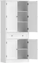 Aosom Virtuvės spintelė 80x39,5x186,4 cm Balta MDF