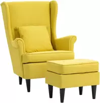 Fotelis Aosom Krėslas su atlošu ir pakoju 75x83x104 cm geltonos spalvos audinio apmušalas