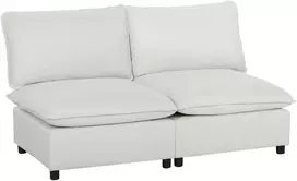 Aosom Sofa 2 vietų modulinė sofa 146x85x78 cm pilka dirbtinė oda