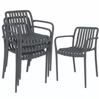 Aosom Sodo kėdžių komplektas 4 vnt. 55x58,5x81,5 cm tamsiai pilkos spalvos plastikas