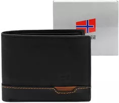 Vyriška odinė piniginė Nordee HJORT 035 juoda