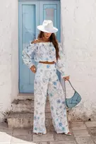 Moteriškos kelnės iš lino ir viskozės