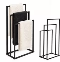 Laisvai pastatomas metalinis rankšluosčių stovas su 3 laikikliais, juodas, ModernHome