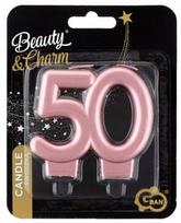 Žvakutė "50" Rose Gold metalinė jubiliejui