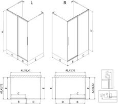 Mexen Rox-3S L trijų sienelių dešininė dušo kabina 125 x 100 cm, juodas rėmelis, juoda - 8C2L-125-100-70-70-3S-P