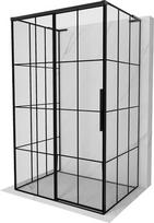 Mexen Rox-3S L 3 sienelių slankiojamas dušo kabina kairė 140 x 80 cm, juodas tinklelis, juodas - 8C2L-140-080-70-77-3S-L