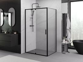 Mexen Exo dušo kabina su atveriamomis durimis 135 x 75 cm, skaidri, juoda - 819-135-075-70-00