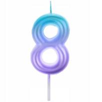 Gimtadienio žvakutė skaičius 8, mėlyna-violetinė ombre