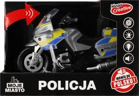 Policijos motociklas su garsu ir šviesa, kalba lietuviškai