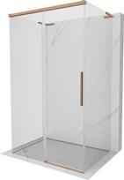 Mexen Rox-3S L trijų sienų dušo kabina su stumdomomis durimis 140 x 70 cm, skaidrus, šlifuotas varis - 8C2L-140-070-65-00-3S