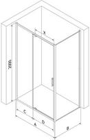 Mexen Exo Varstoma dušo kabina 90 x 95 cm, permatoma, juoda - 819-090-095-70-00