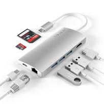 Satechi USB-C Multi-Port Adapter 4K Gigabit Ethernet hub with HDMI, USB-A, and SD card reader for expanded connectivity with modern devices