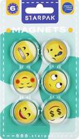 Spalvoti magnetukai su emotikonais, 33mm, 6 vnt. rinkinyje