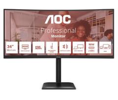 AOC Monitor CU34E4CV 34 inches 120Hz Curved VA HDMIx2 DP RJ45 HAS Speakers