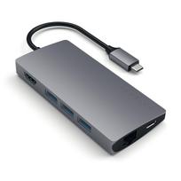 Satechi Aluminum Adapter V2 USB-C (USB-C, 3x USB-A, 4K HDMI, micro/SD card reader, Ethernet) (starlight gray)