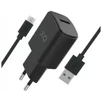 XQISIT travel charger | 12W | USB-A, USB-C | with USB-A to USB-C cable included | black