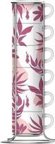 Bialetti Primavera Set of 6 espresso cups on stand - Pink