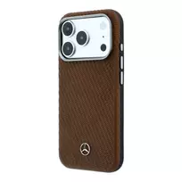 Mercedes PU Leather Semi-Wrap phone case with MagSafe support for iPhone 17 Pro Max, beige