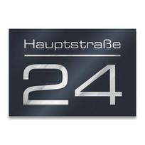 Moderni namo numerio lentelė antracito spalvos RAL7016 su individualiu graviravimu | 16 x 11 cm