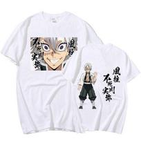 Anime Demon Slayer Shinazugawa Sanemi Cartoon marginti marškinėliai Manga Kimetsu No Yaiba trumpomis rankovėmis marškinėliai Kasdieniai medvilniniai marškinėliai Unisex Streetwear XXXXL balta