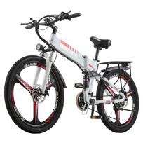 BURCHDA elektrinis sulankstomas dviratis R3 suaugusiems, MTB 26 coliai, ličio baterija 48 V, 12,8 Ah, 1500 W, 40 km/val. balta