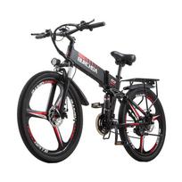 BURCHDA elektrinis sulankstomas dviratis R3 suaugusiems, MTB 26 coliai, ličio baterija 48 V, 12,8 Ah, 1500 W, 40 km/val. juoda